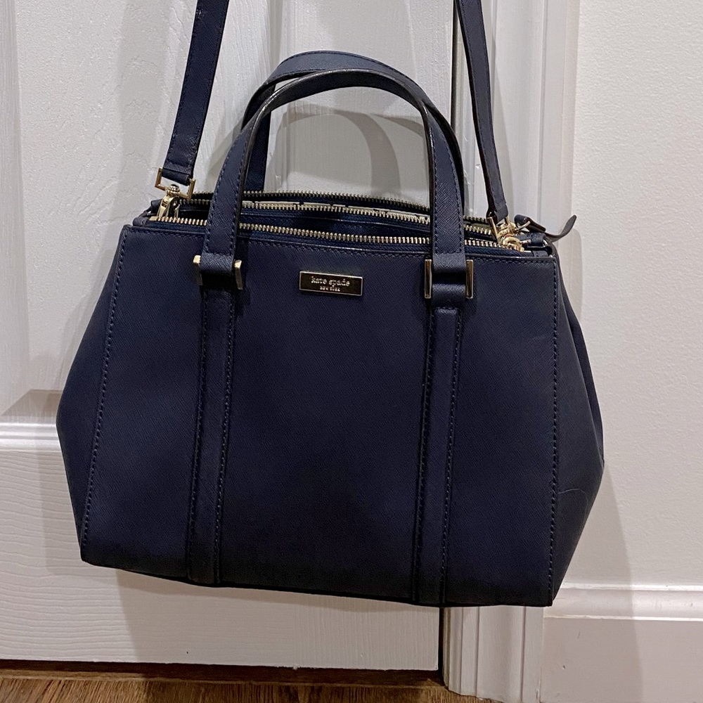 Navy Blue Leather Mulberry Street Leighann Tote